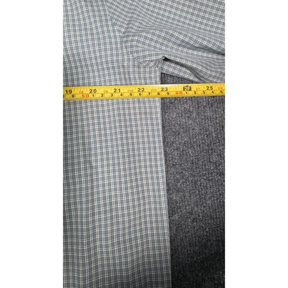 LL Bean Mens Wrinkle Resistant Button Down Shirt‎ Green Blue Check M-Reg 0WT48